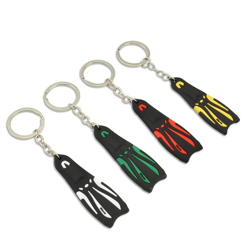 Silicone Steel Diving Fin Key Chain Surfing Sailing Key Holder Flippers Key Chain Pendant Ornaments Diving Keyring Diver Gift