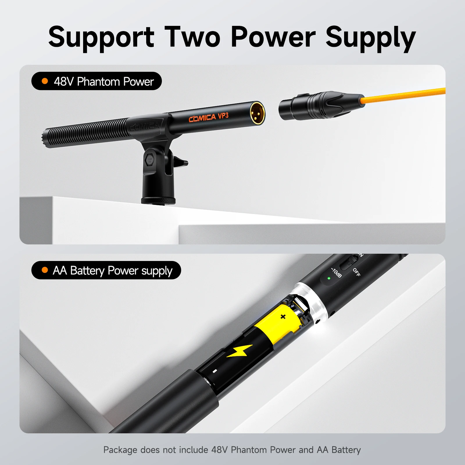 ميكروفون COMICA VP3 Super Cardioid XLR الاحترافي لتصوير الفيديو المباشر وصناعة الأفلام يدعم ميكروفون الطاقة المزدوج