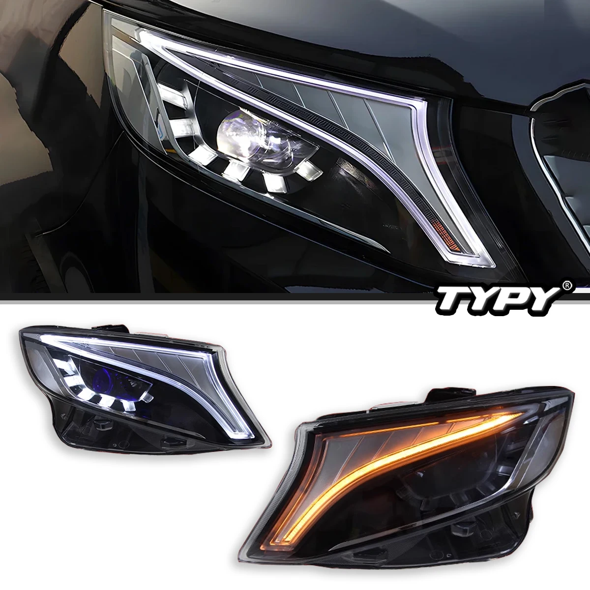 

TYPY Car Lights For Mercedes Benz Vito Headlight W447 Headlamp 2015-2021 LED Projector Front Lamps Turn Signal Car Accessories