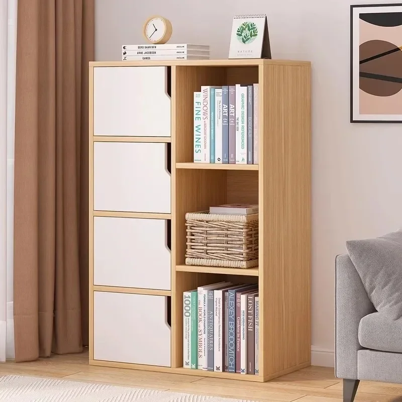 Simple dust-proof bookcase bookshelf shelf floor-to-ceiling household living room wall low cabinet student storage