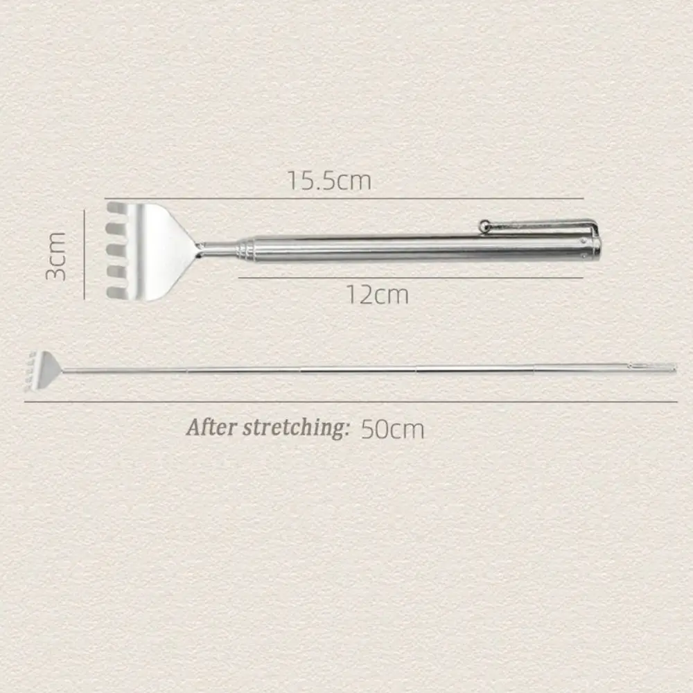 Retractable Back Scratcher สแตนเลสได้ถึง 19.69 นิ้ว Itch Scratcher ปฏิบัติ Telescopic Itch เครื่องมือนวดเก่าคน