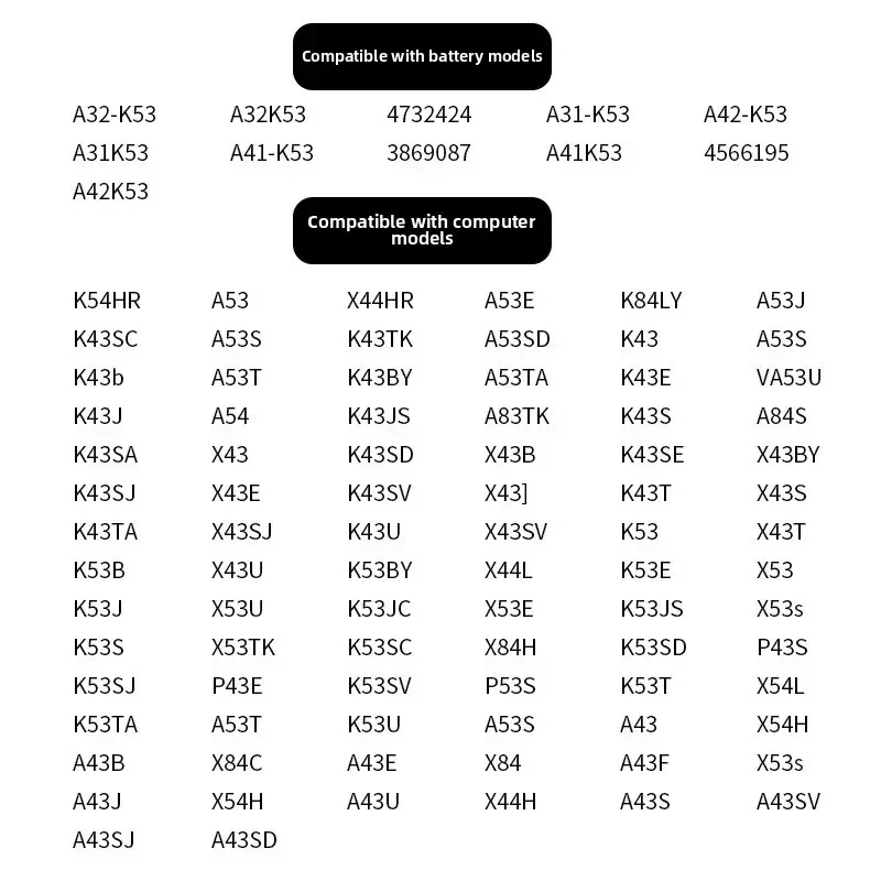 Longa vida para bateria do portátil asus 11.1v 4400mah para A32-K53 a43s a53s x44h x54h k43s x53e x43b sem protuberância