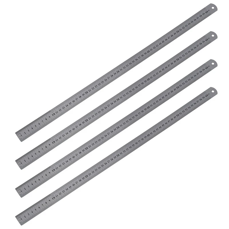 

4X 60Cm Stainless Metal Measuring Straight Ruler