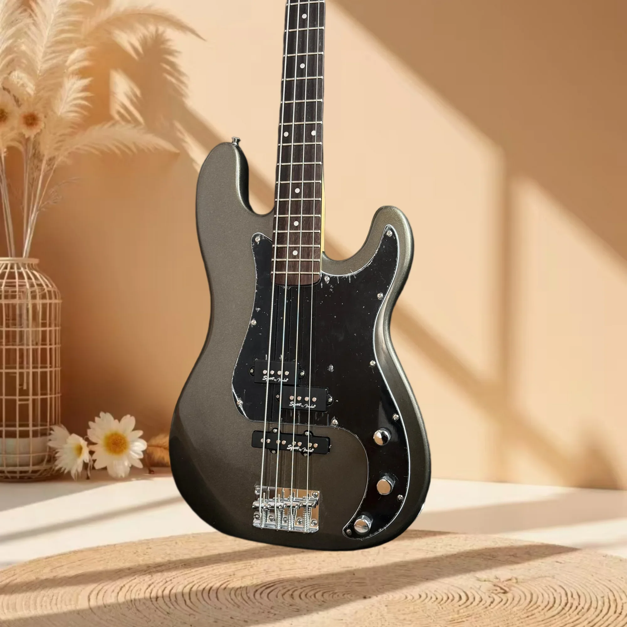 

Электрогитара Grey Jazz Bass SQ с корпусом из ольхового дерева, фиксированный бридж, бесплатная доставка, подарок