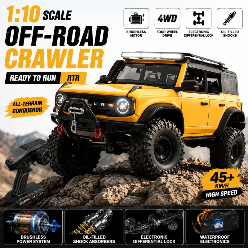 Hbtoys 1/10 Brushless Rc Rock Crawler Rtr 4wd Factory Installed Motor Esc 2-Speed Transmission Locking Diff Winch Off Road Truck