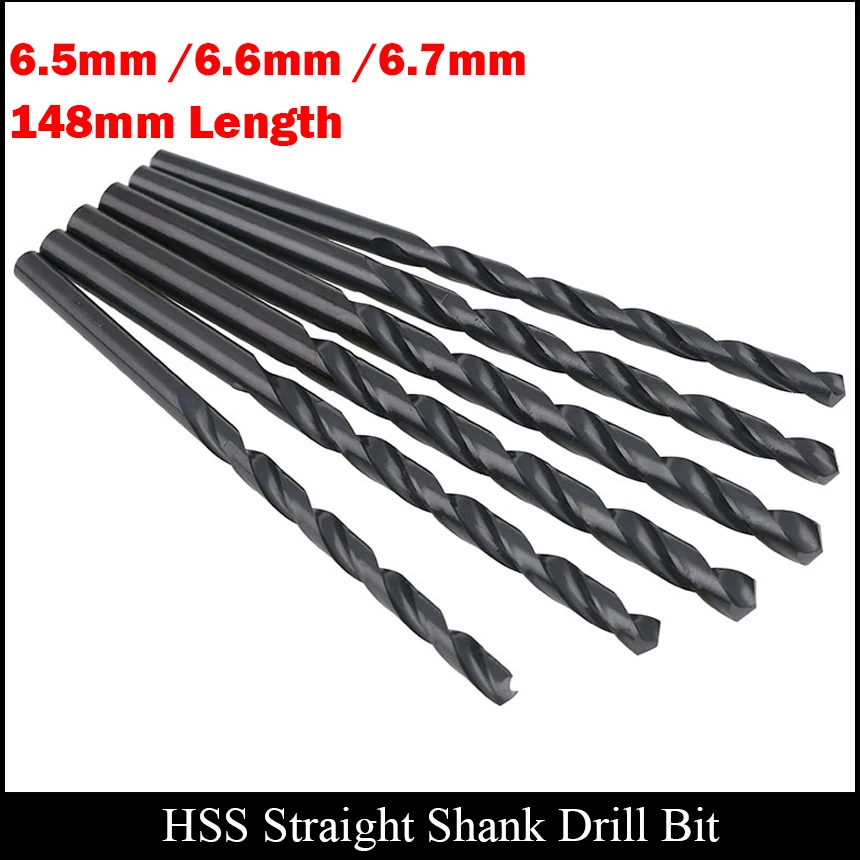 6.5mm 6.6mm 6.7mm 148mm Length Power Tool Wood High Speed Steel HSS Fully Ground Black Finished Straight Shank Twist Drill Bit