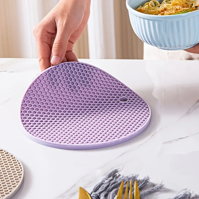 Round Silicone Table Mat Extra Thick Placemat Open Cans Honeycomb Hot Pad Coffee Cup Coaster Creative Kitchen Pot Holder S/L