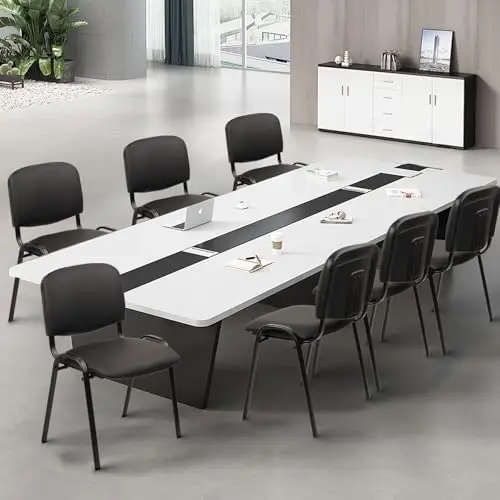 Stacking Waiting Room Chairs, PU Leather Armless Office Guest Chair with Metal Frames, Stackable Conference Room Chairs