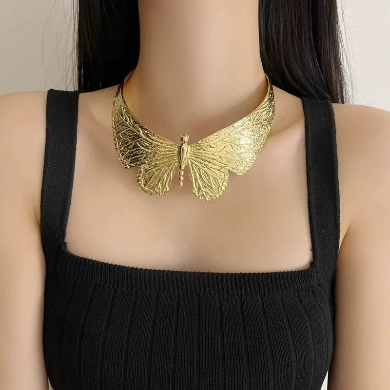 Exaggerated Metal Thick Chain Stitching Necklace Women's High Hip Hop Style Choker Fashion Trend Jewelry Accessories