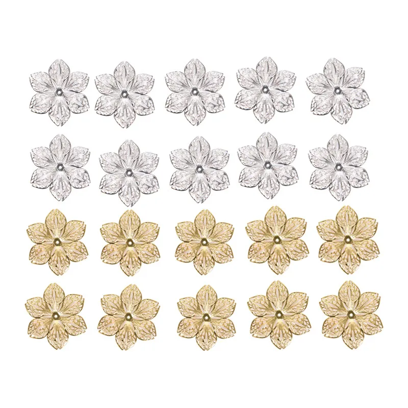 50Pcs/Set Filigree Flower Crafts Charms Connectors DIY Pendant Jewelry Findings