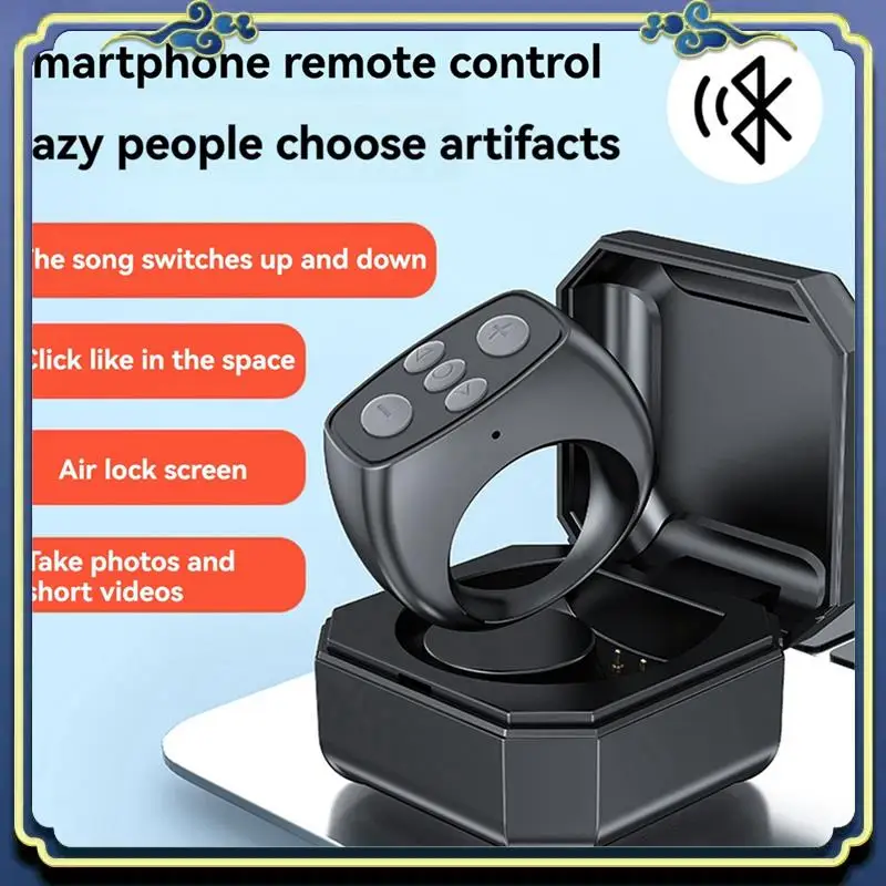 Portable Ring Mobile Phone Bluetooth Remote Control Mini Charging Case Camera Remote Shutter For Remote E-Book Page Turning B