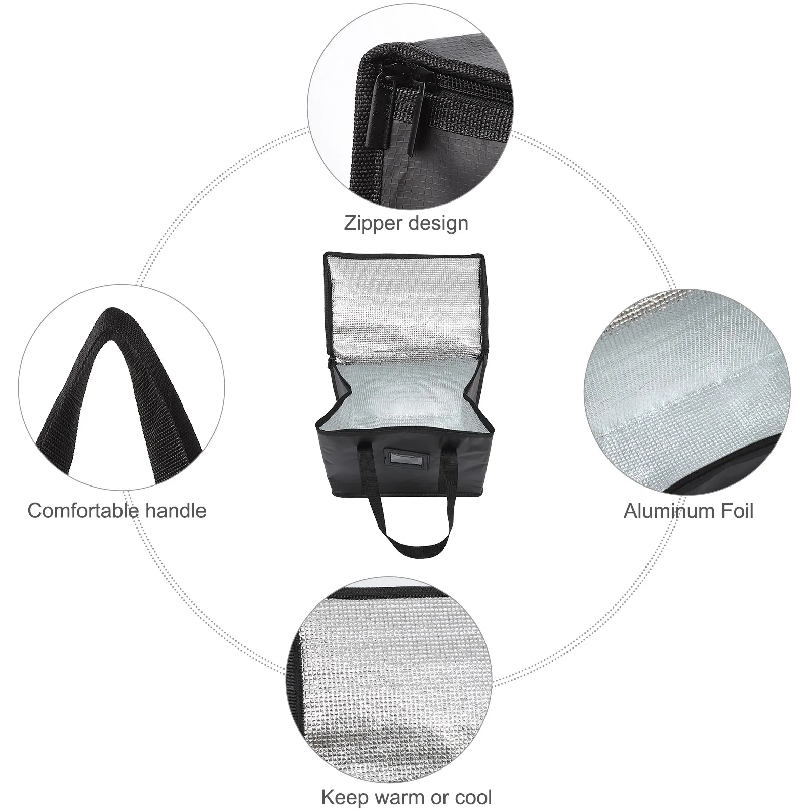 

Collapsible Insulated Food Carrier Tote Thick Lunch Cooler Bag Waterproof Reusable Grocery Delivery Food Warmer Large