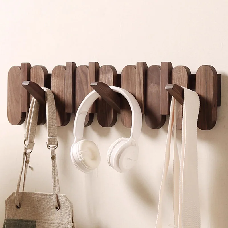 Portable Clothing Rack Stand Wall Mounted Piano Key Hanging Clothes Rack Wooden Mounted Cap Shawl Clothes Storage Hanger Hooks