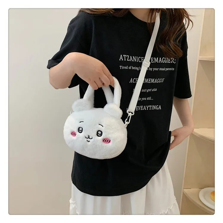 Minso-Sac à bandoulière en peluche USAGI, sac de dessin animé mignon Kawaii, sac à main de petite taille, accessoires d'anime, sac de détermination initié, cadeau