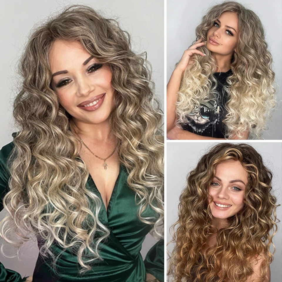 Onda Profunda Torção Sintético Crochet Cabelo para Mulheres Africanas, Ombre, Loira Trança, Tecelagem de Cabelo, Crochet Tranças Extensão, 24"