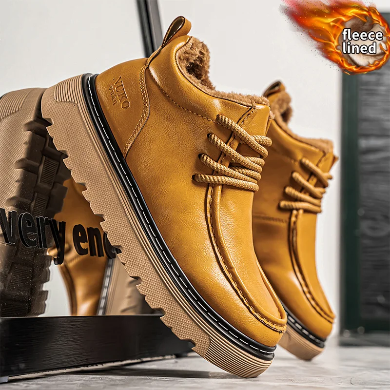 

Уличная рабочая походная прогулочная обувь для мужчин, спортивные высокие удобные резиновые подошвы, нескользящие теплые зимние зимние ботинки, износостойкие