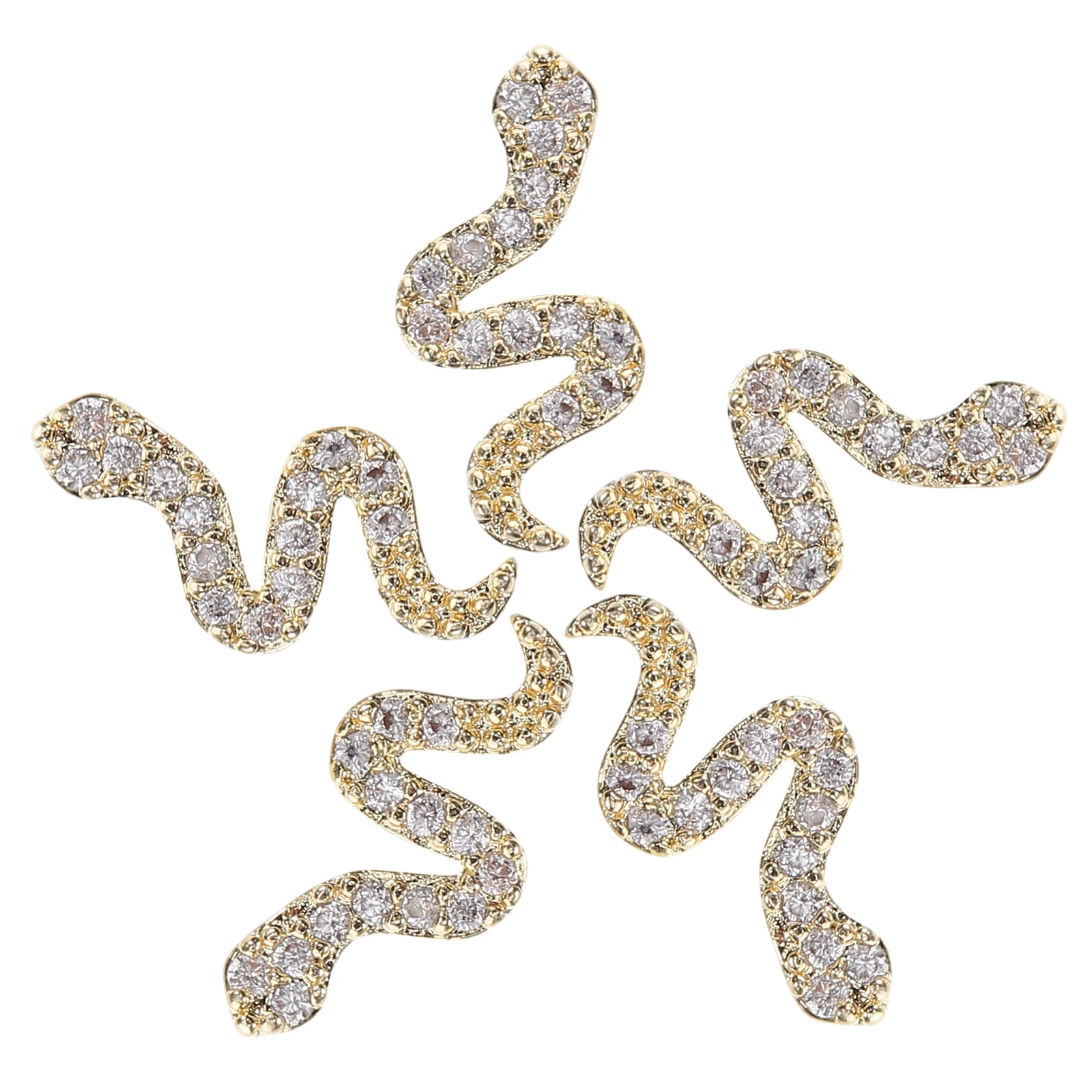 

5Pcs Snake Nail Charms Metal 3D Rhinestones Gothic Alloy Retro Animal Jewelry DIY Manicure Supplies Nail Art Accessories