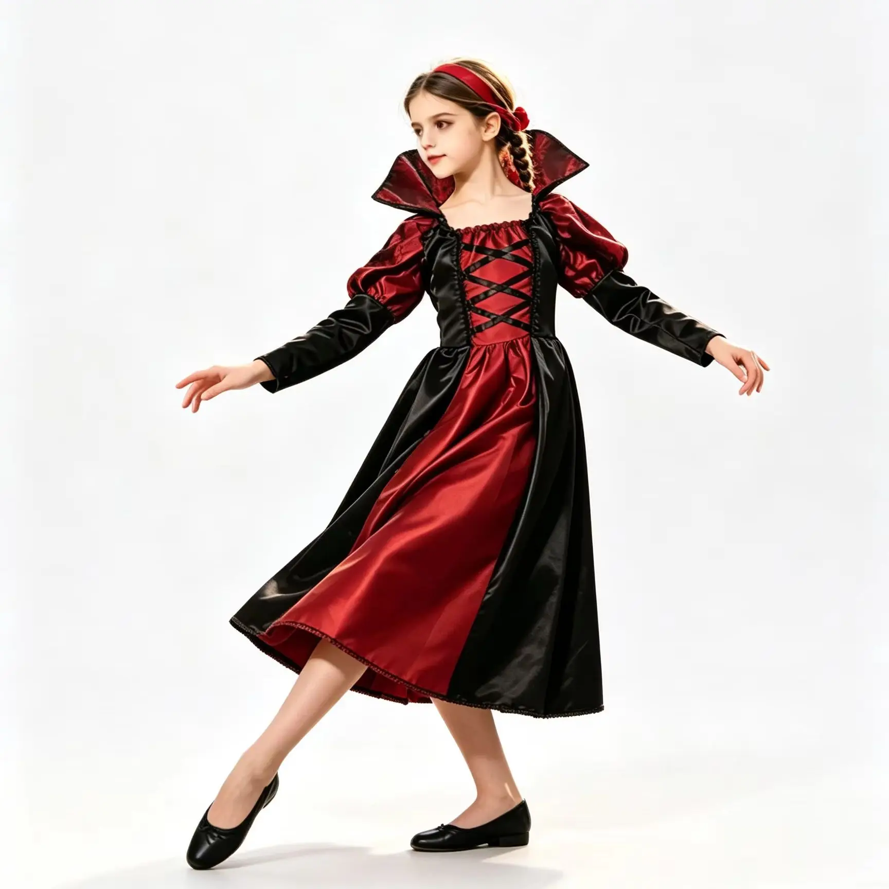 Girls Stand Collar Color Block Long Dress Kids Puff Sleeve Maxi Skirt