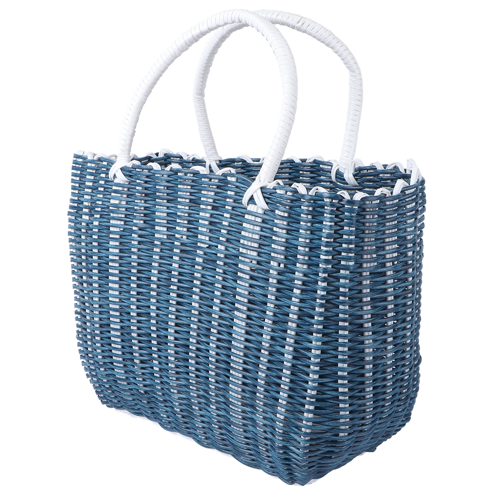 

1pc Plastic Storage Baskets Classic Color Smooth Portable Design Sturdy Handles Shopping Vegetables Bathroom Toiletries