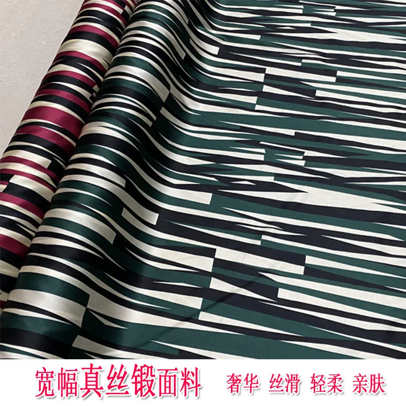 

Summer High-End Wide Vertical Stripes Stretch Silk Forged Cloth Dress Shirt Pajamas Clothing Fabric