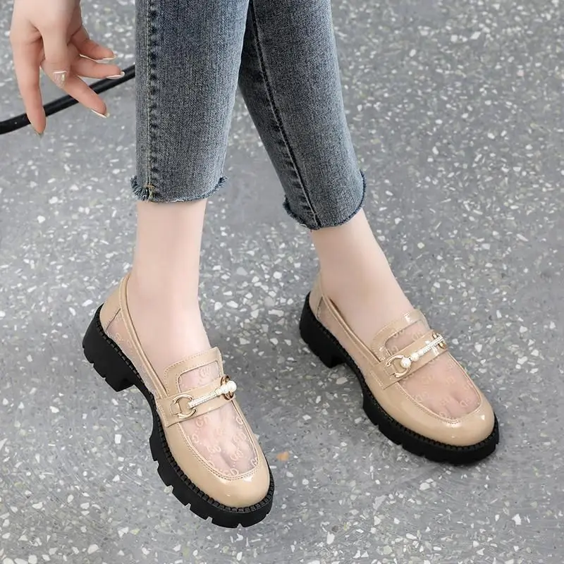 Shoes for Women 2024 Chic and Elegant Ladies Summer Footwear Normal Leather Casual Transparent Clear Round Toe Genuine Mark A 39