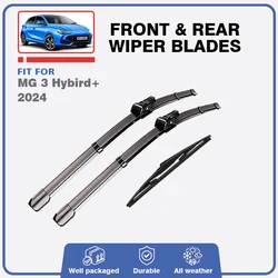 For MG 3 Hybird+ 2024 MK3 Car Front Rear Wiper Blades Windshield Cleaning Windscreen Window Rubber Brushes Refills Accessories