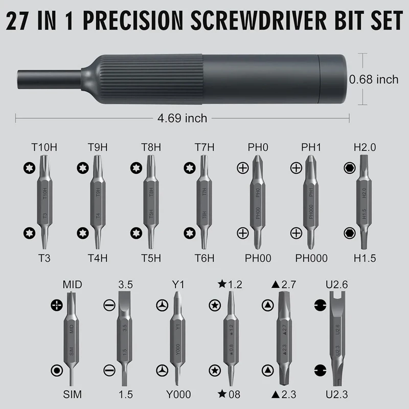 27 in 1 Precision Screwdriver Set Magnetic Bits Pen Style Manual Repair Tools Kit Eyeglass Watch PC Jewelers Laptop For iPhone