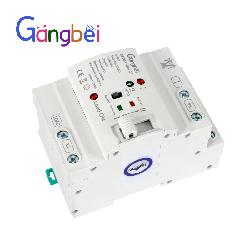 GBDQA80 Din Rail 2P 4P ATS مفتاح نقل تلقائي مزدوج الطاقة مفاتيح كهربائية محددة طاقة دون انقطاع 32A 40A 63A 80A