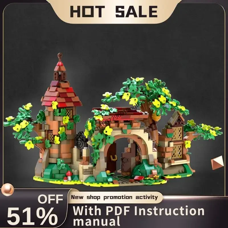 New 1114Pcs Moc Famous Cartoon Series Street View Ruins Enchanted Forest Custom Puzzle Model Diy Creative Idea Toy Birthday Gift