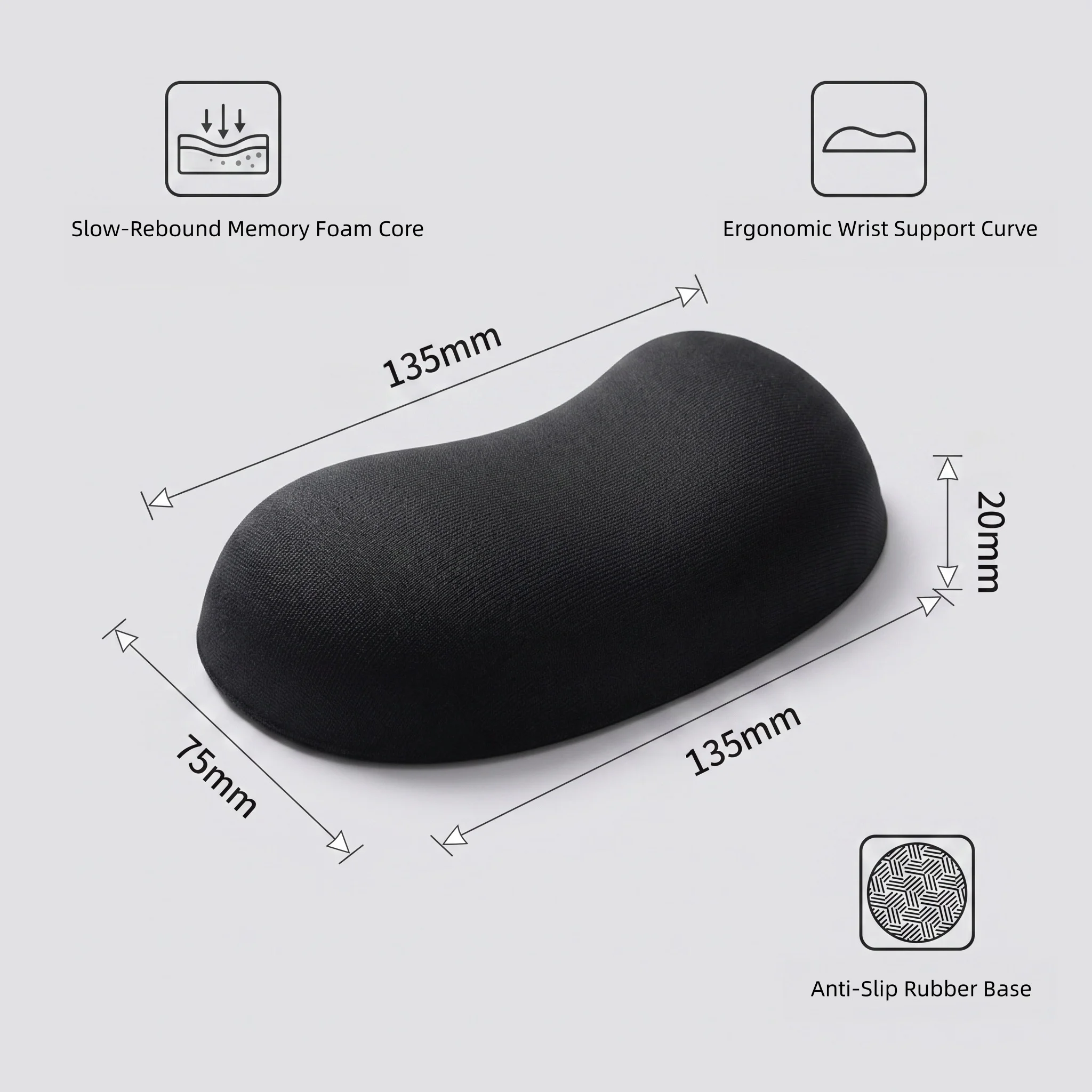 Silicone Gel Wrist Rest Mouse Pad Ergonomic Keyboard Wrist Support Cushion for Office Gaming Carpal Tunnel Prevention