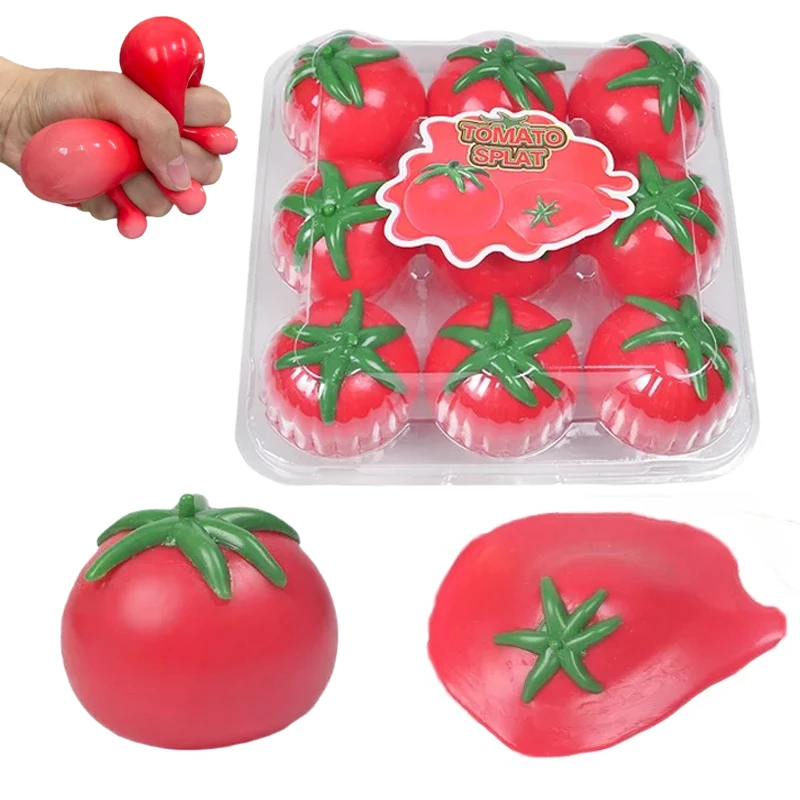 Fake Food Squishy Fluid Tomato Stress Relief Squeeze Toys Slow Rising Simulation Fruit Sensory Fidget Toy Anxiety Relief Gift