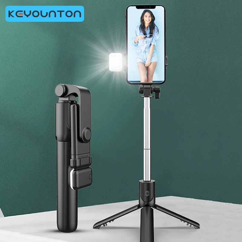 Portable Wireless Bluetooth Phone Telescopic Selfie Stick Tripod With Fill Light for Huawei iPhone 13 12 Pro max Android Xiaomi