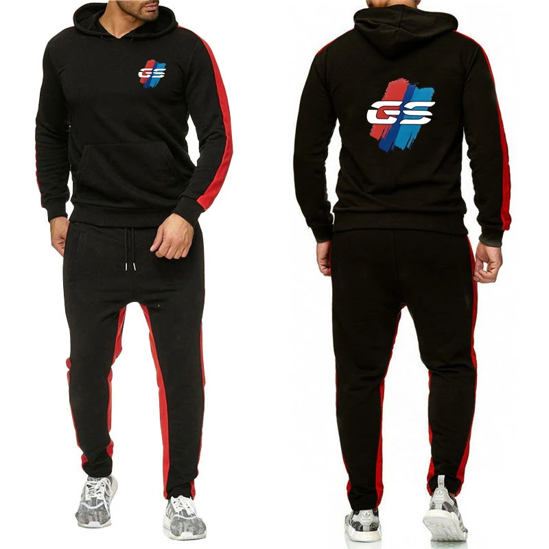 

GS Adventure Motorcycle Hop-hip Men's Fashion Fleece Sweatshirt Loose Fit Round Neck Casual Pullover Hoodies Pants Suits