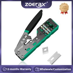 ZoeRax RJ45 Crimp Tool Pass Through Crimper Cutter for Cat6 Cat5 Cat5e 8P8C Modular Connector Ethernet All-in-one Wire Tool