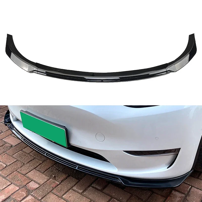 

3 Pcs For Tesla Model Y Maxton 2020+ Car Front Bumper Lip Deflector Lips Body Kit Spoiler Splitter Diffuser Protector Guard