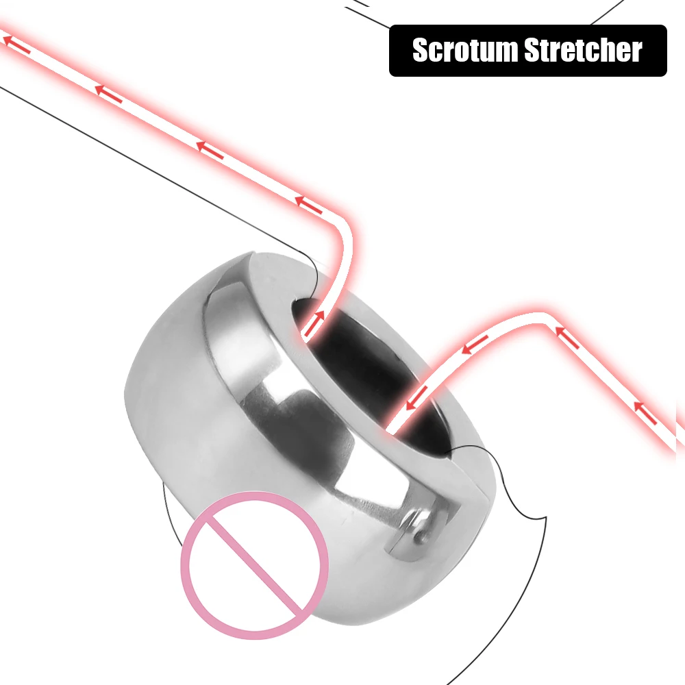 Penis Trainer Restraint Testis Weight Stretchers Stainless Steel Scrotum Pendant Ball Cock Lock Ring Sex Toys for Men