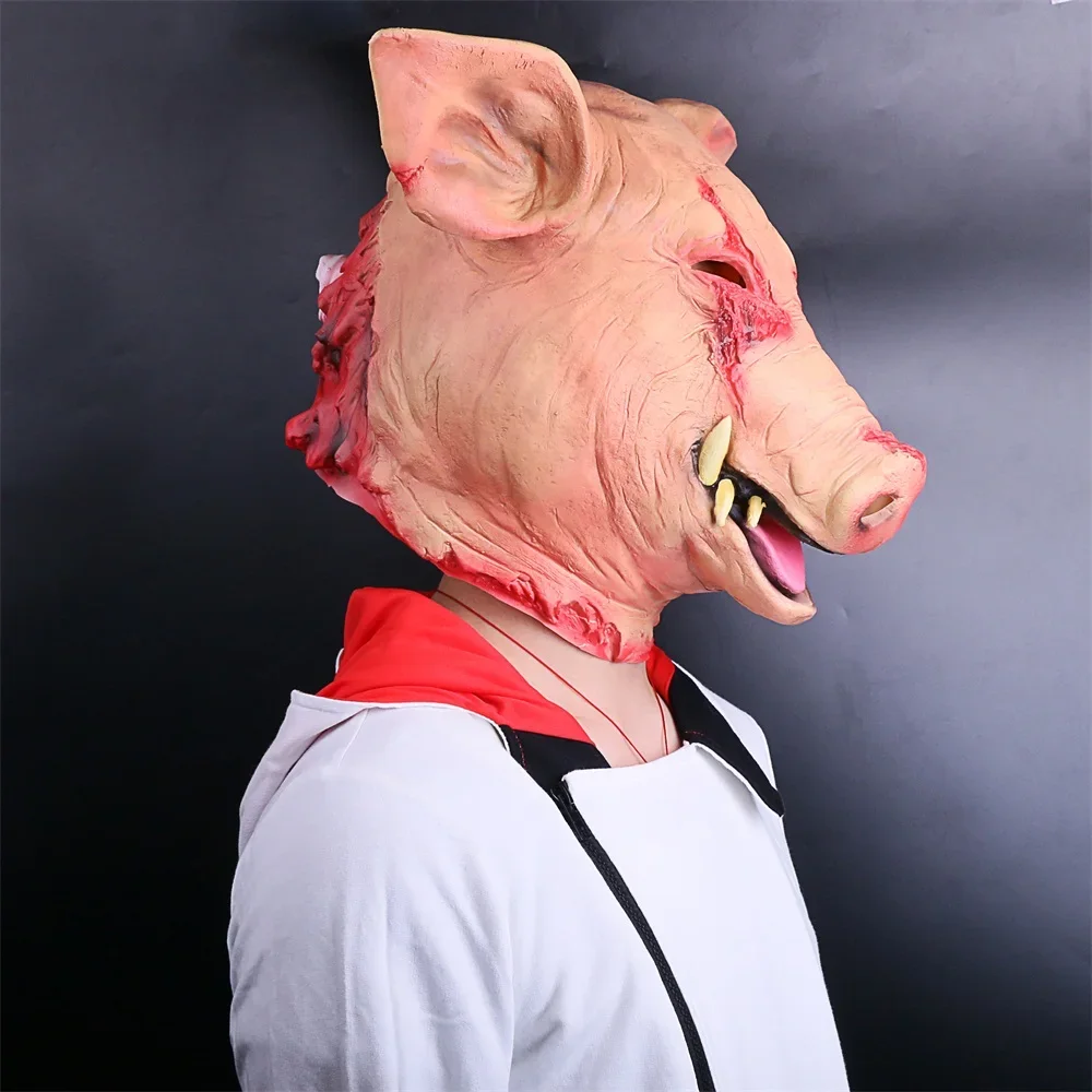 내구성 돼지 마스크 공포 가장 무도회 돼지 마스크 전체 머리 마스크 할로윈 파티 무서운 공포 액세서리 소품 새로운