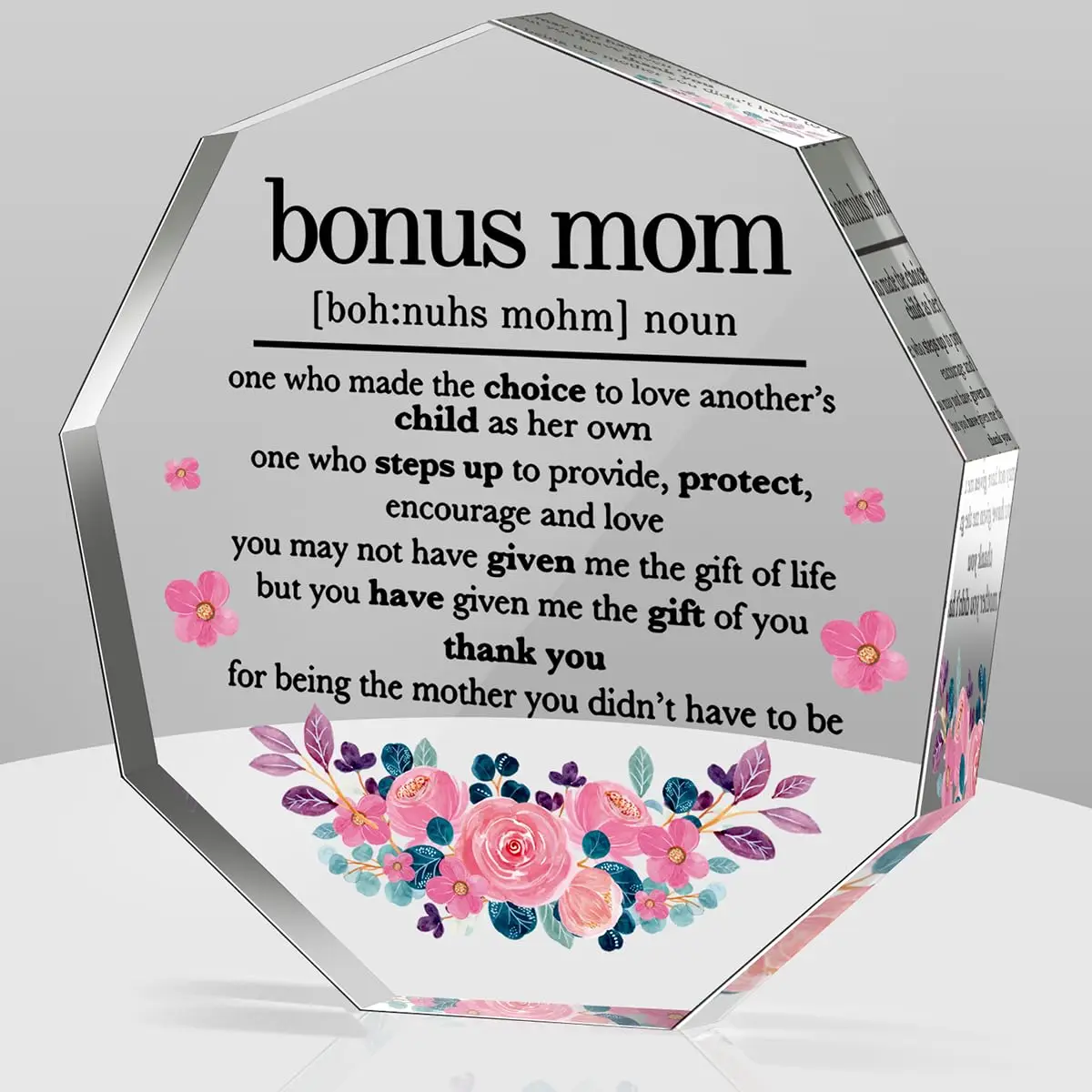 Bonus Mom Gifts， Mothers Day Birthday Christmas Gifts ，Acrylic Decorative Signs Plaques