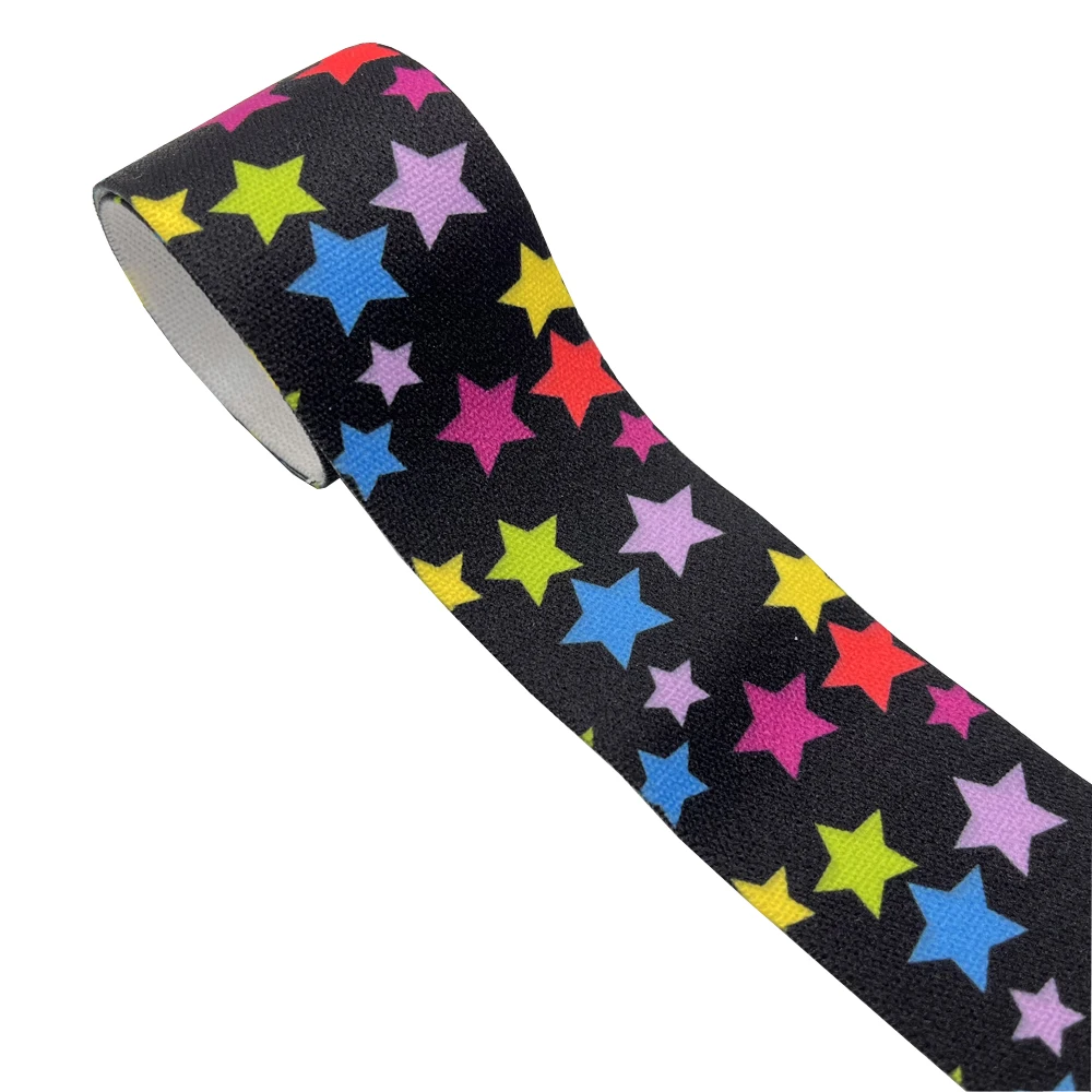 25mm 38mm 1 Meter/Lot Colorful Polka Dot Star Print Garment Waist Elastic Webbing DIY Apparel Band Bags Strap Sewing Accessories