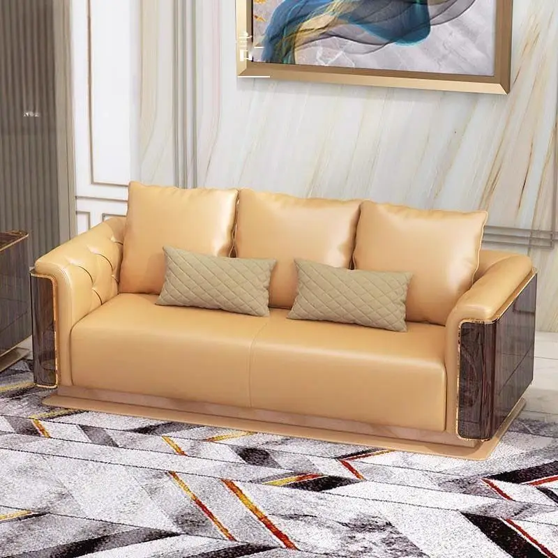 Sectional Leisure Reception Pu Leather Sectional Furniture Cloth Fabric Living Room Sofa Lounge Modular Sofa