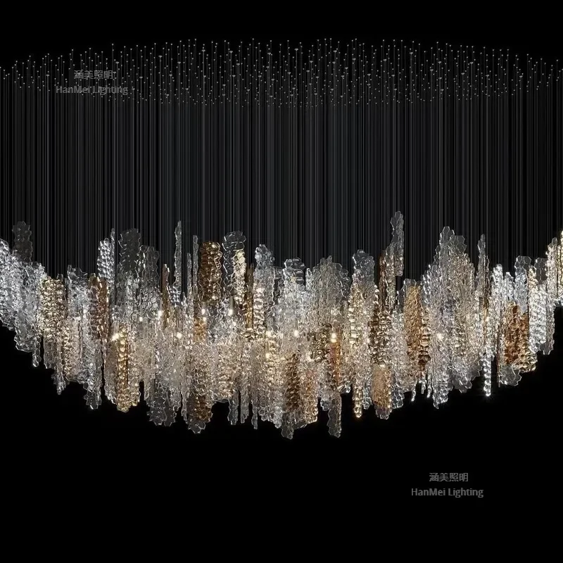 Modern Art Glass Chandelier for Hotel Lobby Cafe Bar Villa Restaurant Customizable Haute Couture Lighting Fixture