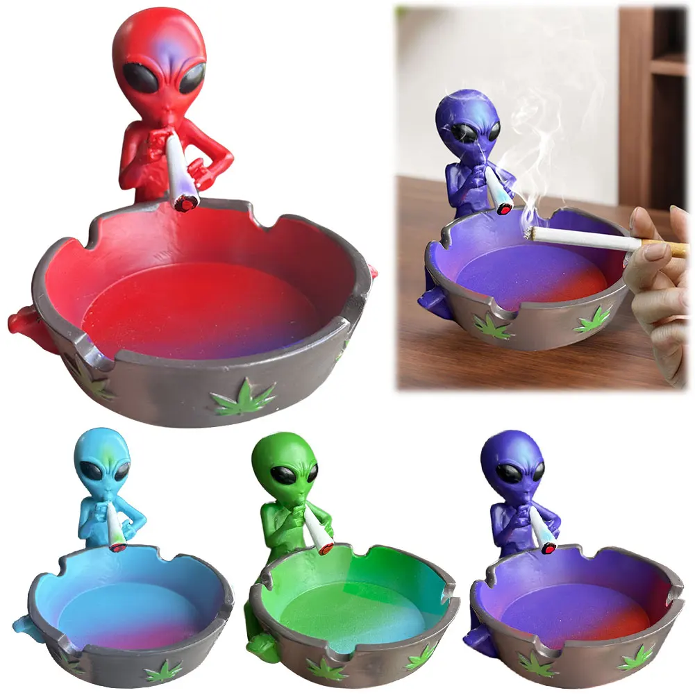 Alien Smoking Ashtray Outdoor Ash Tray Home Ashtray Tabletop Ashtray for Home Office Ornament Gift