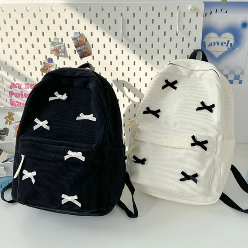 حقائب ظهر جمالية لطيفة على شكل فيونكة حقائب كتب مدرسية خفيفة الوزن للطلاب حقيبة ظهر جميلة للفتيات والنساء سروال قصير للكلية Mochilas #3