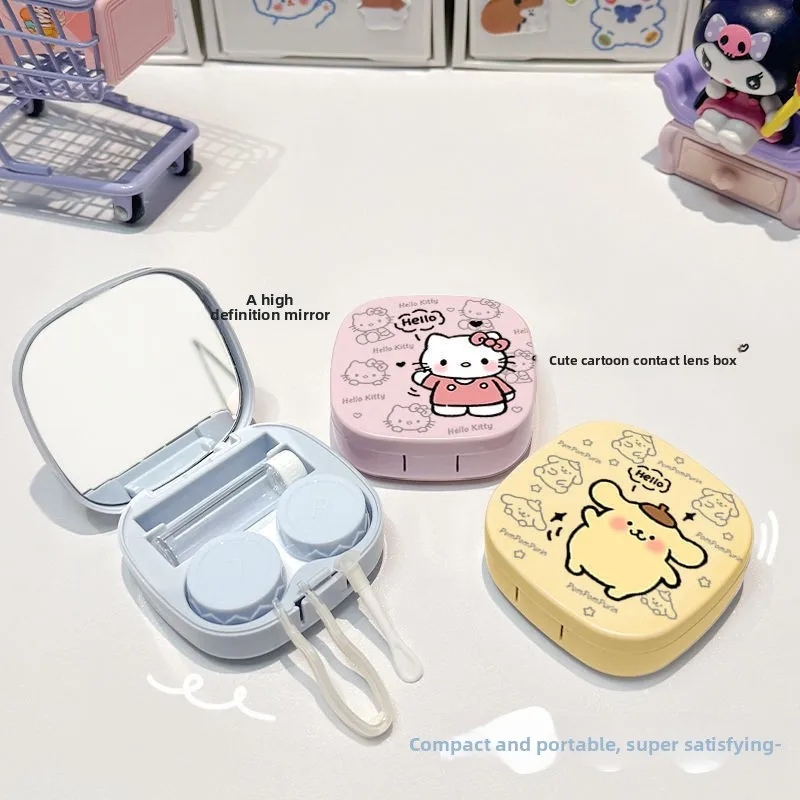 

2025 Новая коробка для контактных линз с допамином. Простой и портативный полный набор компактных коробок с зеркальным пинцетом.