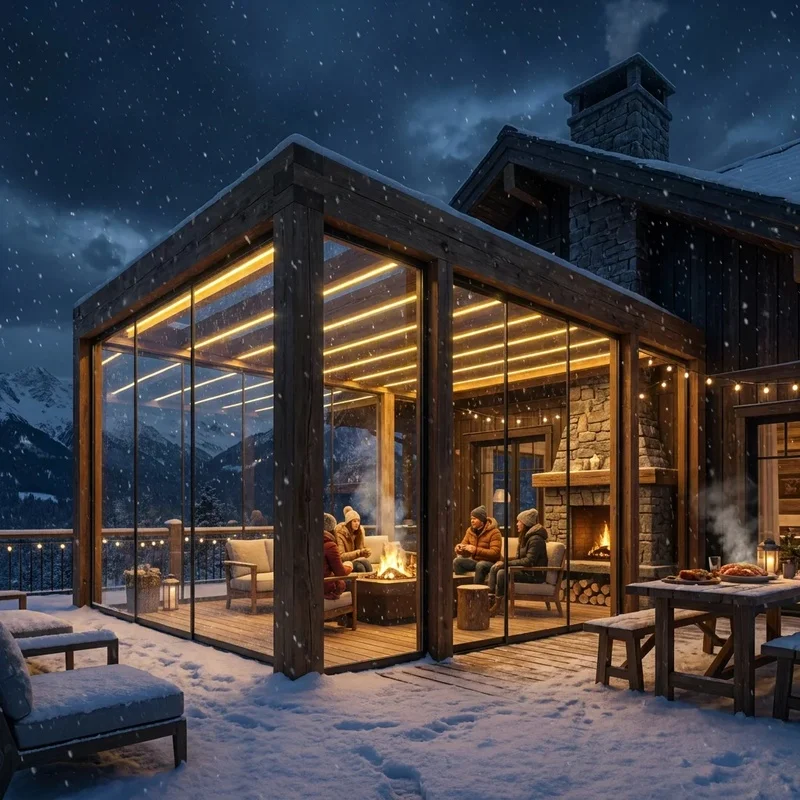 Snow Load Tested Aluminum Pergola Roof-Resistant Winter Proof Pavilion Balcony Canada Northern Europe
