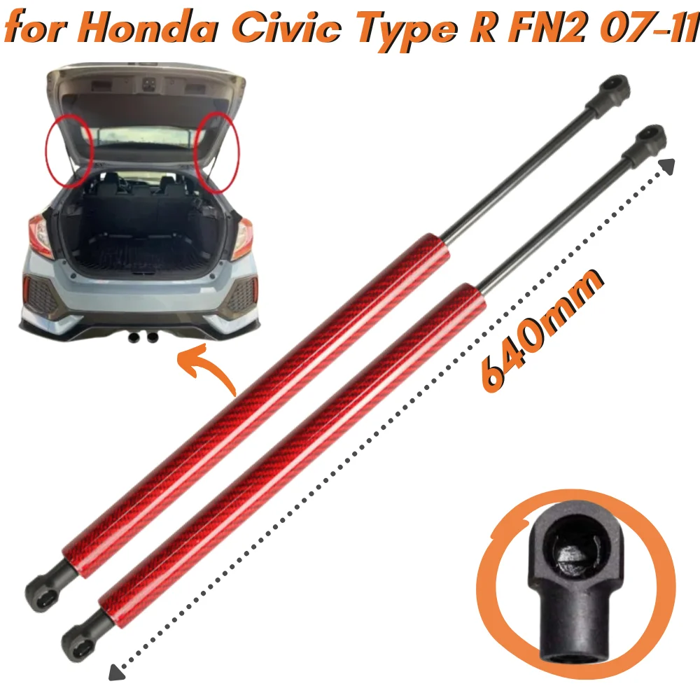 

9 Colors Carbon Fiber Rear Tailgate Gas Struts for Honda Civic Type R FN2 Hatchback with Spoiler 2007-2011 640mm Lift Supports