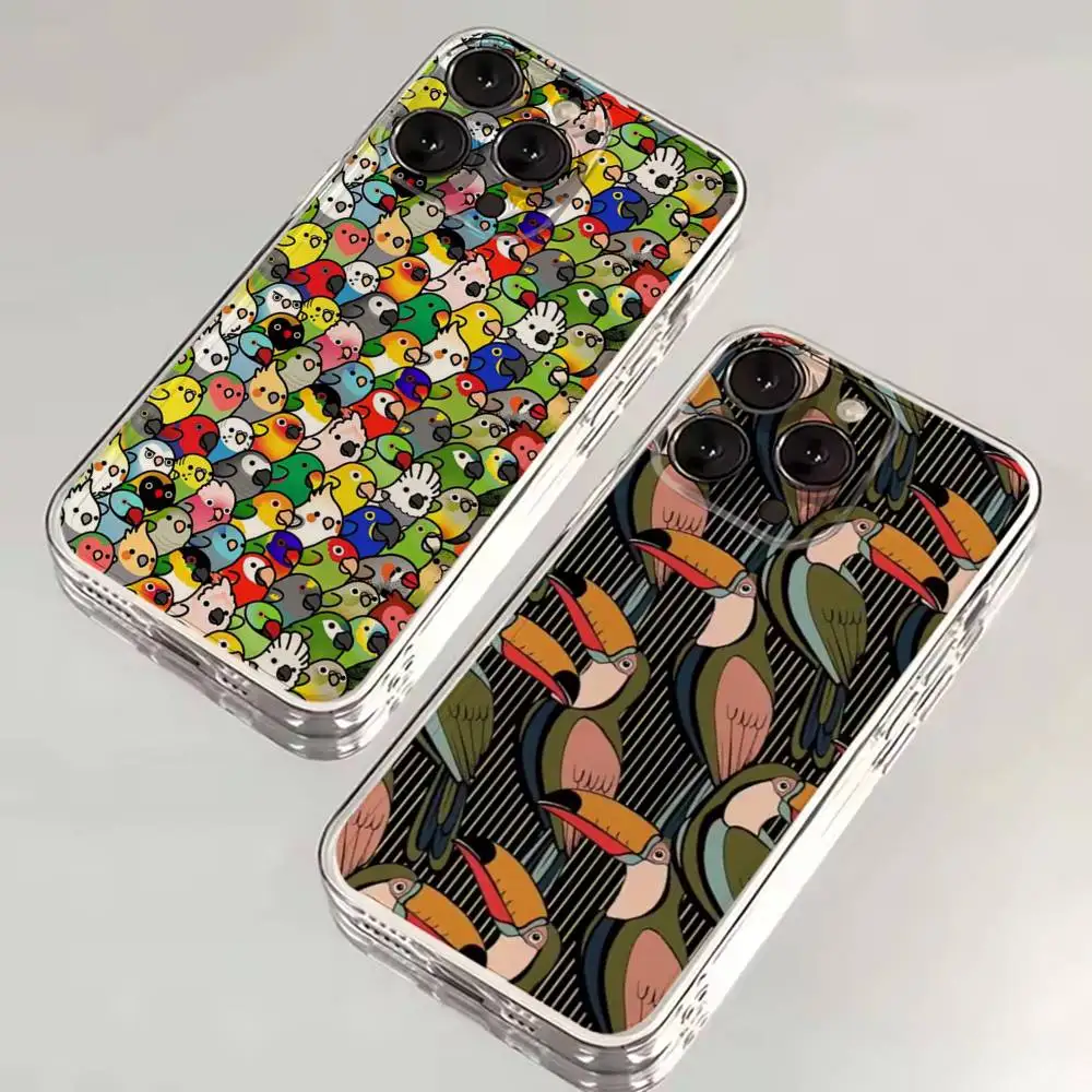 

Animal Parrot Bird Phone Case For iPhone 16,15,14,13,12,11,17 Pro,Max,Plus,X,XS,XR,SE,Mini Transparent Soft Cover