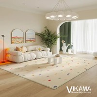 VIKAMA INS Plaid Luxury Carpet Cream Living Room Colorful Bedroom Bedside Minimalist Style White Plush Soft Anti Slip Floor Mat