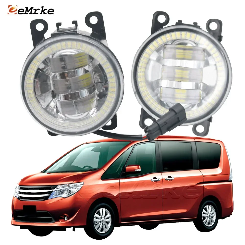 LED Fog Lights Assembly for Nissan Serena Hybrid C26 Suzuki Landy SC26 SNC26 2014 2015 2016 Car Angel Eye Aperture DRL Driving