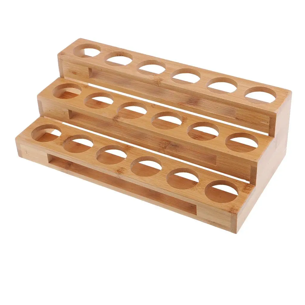 18-Slot Oil Storage Wood Rack Essential Container Organizer Case